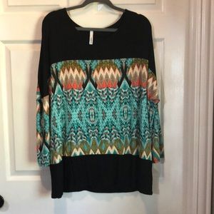 Black and colorful print long sleeve